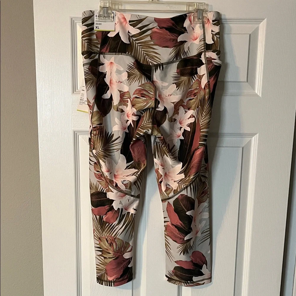 Old Navy Floral Capri Leggings — Pink, Green & Cream - Picture 2 of 3